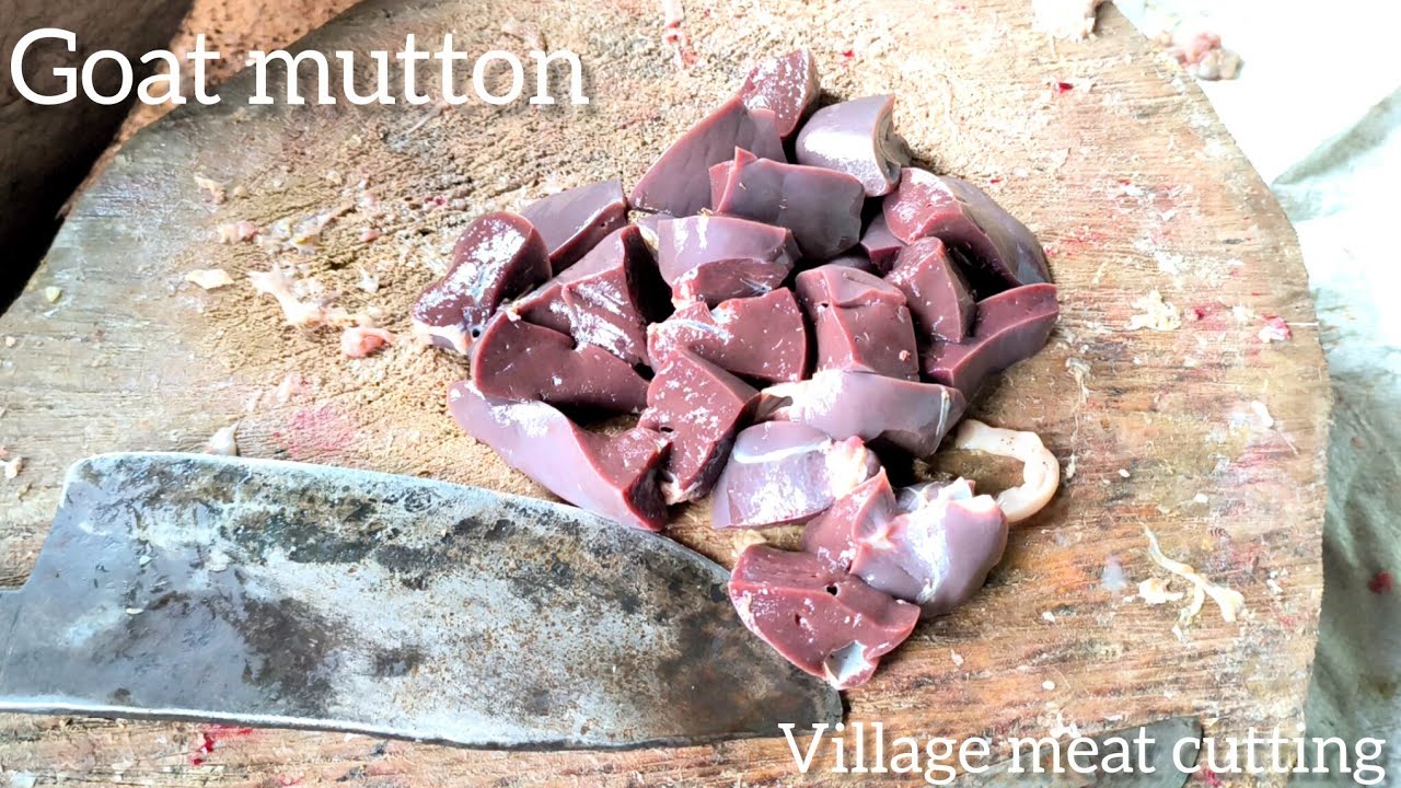 Cutting skills village mutton cutting goat  boti liver kidneys traditional  pieces cleaning cutting