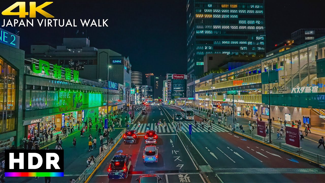 Japan night walk - Tokyo Shinjuku to Harajuku • 4K HDR