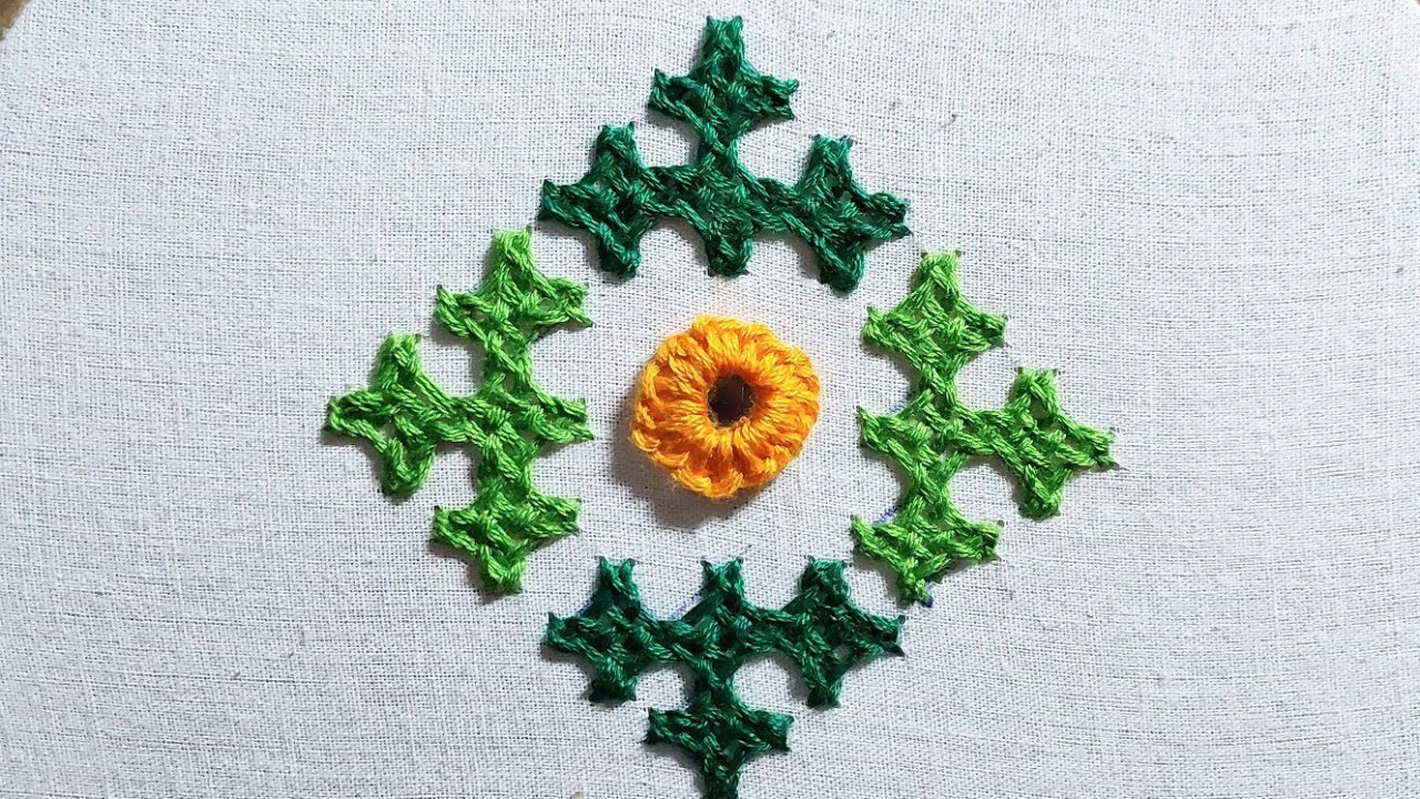 Hand embroidery mirror Gujrati stitch, Kutch work mirror hand embroidery