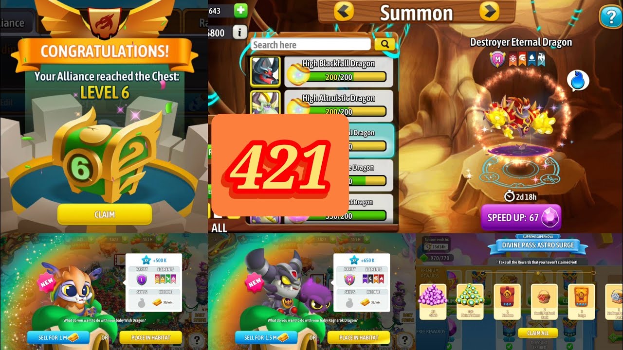 Dragon city Season10:The Baron Doom Mark Gameplay Part421 Summon Destroyer Eternal Dragon/food chest