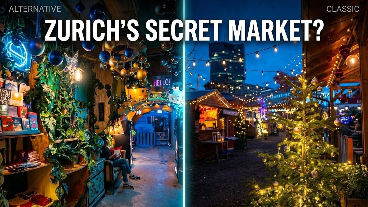 🇨🇭 Zurich Walk 4K – Frau Gerolds Garten Xmas Night