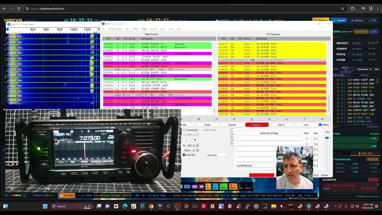WSJTX  ICOM IC-705 Set Up & Open Ham Clock
