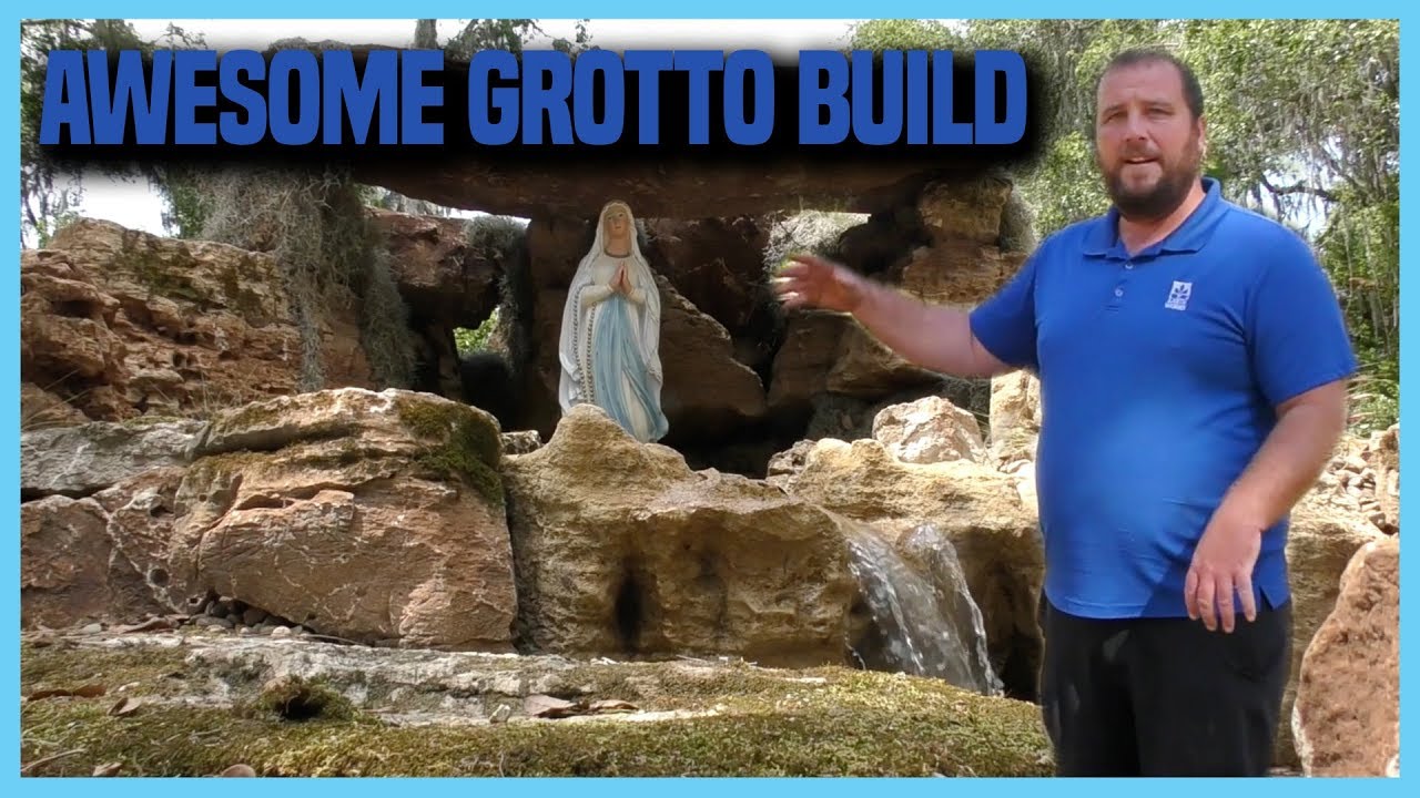 Water Fall with Grotto construction: St Ambrose Catholic Church