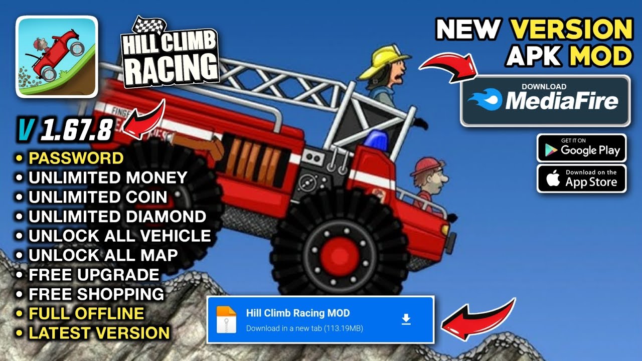 Hill Climb Racing Mod V1.67.8 Apk Terbaru 2026 - Unlimited Money & Unlock All Car