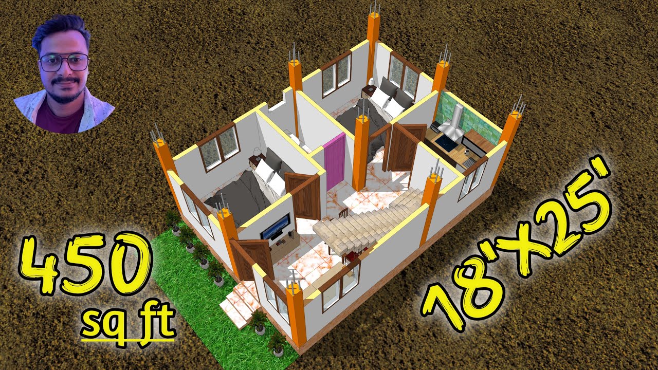 18x25 Detail West Facing 2 Bedrooms House Plan | 18*25 Home Plan | Small 2 BHK Village House