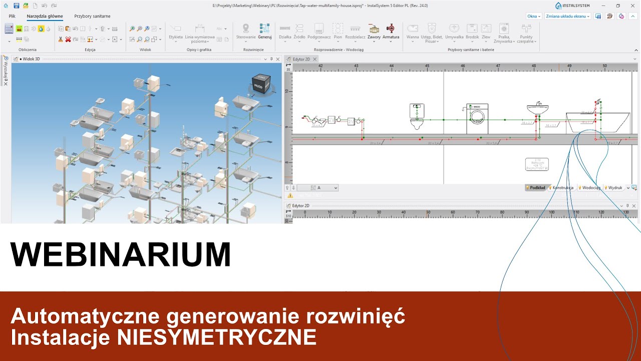 InstalSystem 5 - Automatyczne generowanie rozwinięć. Instalacje NIESYMETRYCZNE