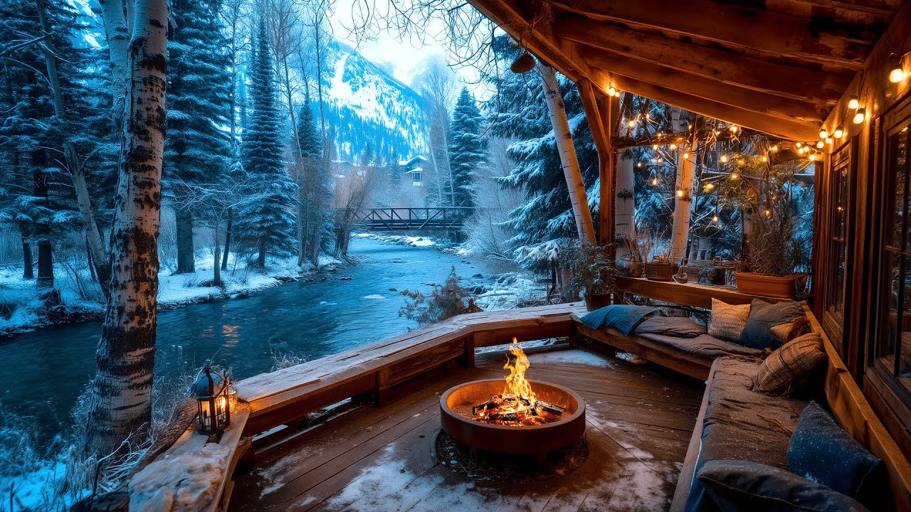 Why This Quiet Winter Forest Riverside Porch Campfire and Nature sounds Scene Works So Well