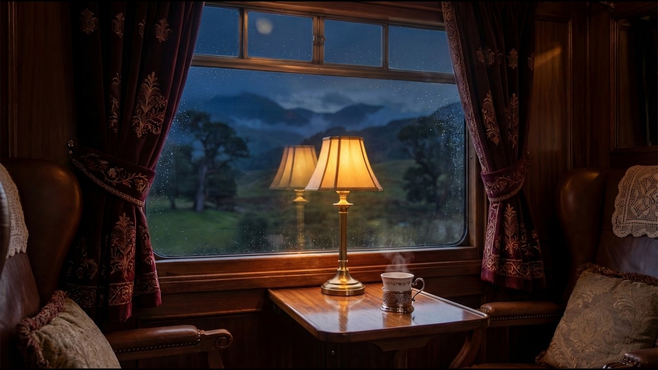Cozy Train Window at Night 🚆🌙 Rainy View & Warm Lamp | 4K Ambient Relaxation (2 Hours)
