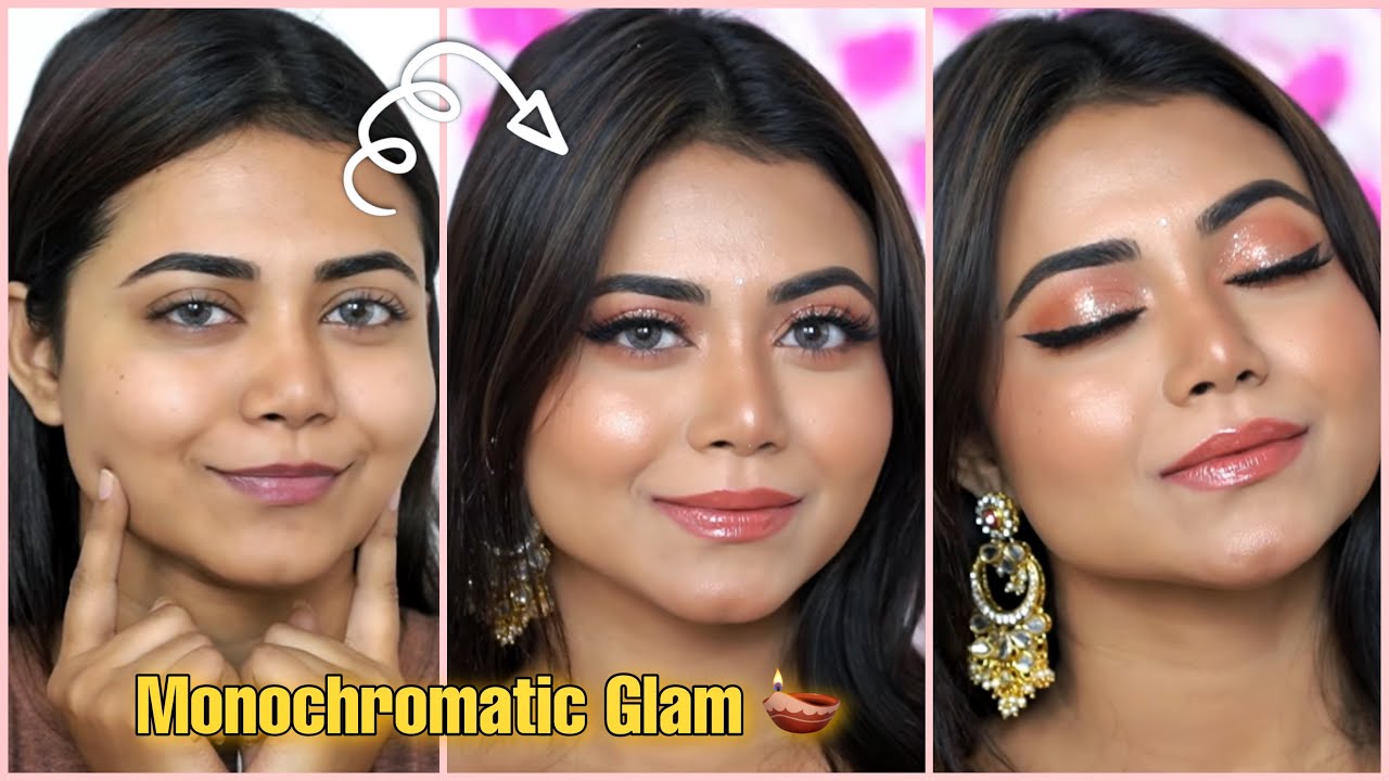 Peach Monochromatic Look to rock this Diwali + Diwali special Giveaway🎁✨