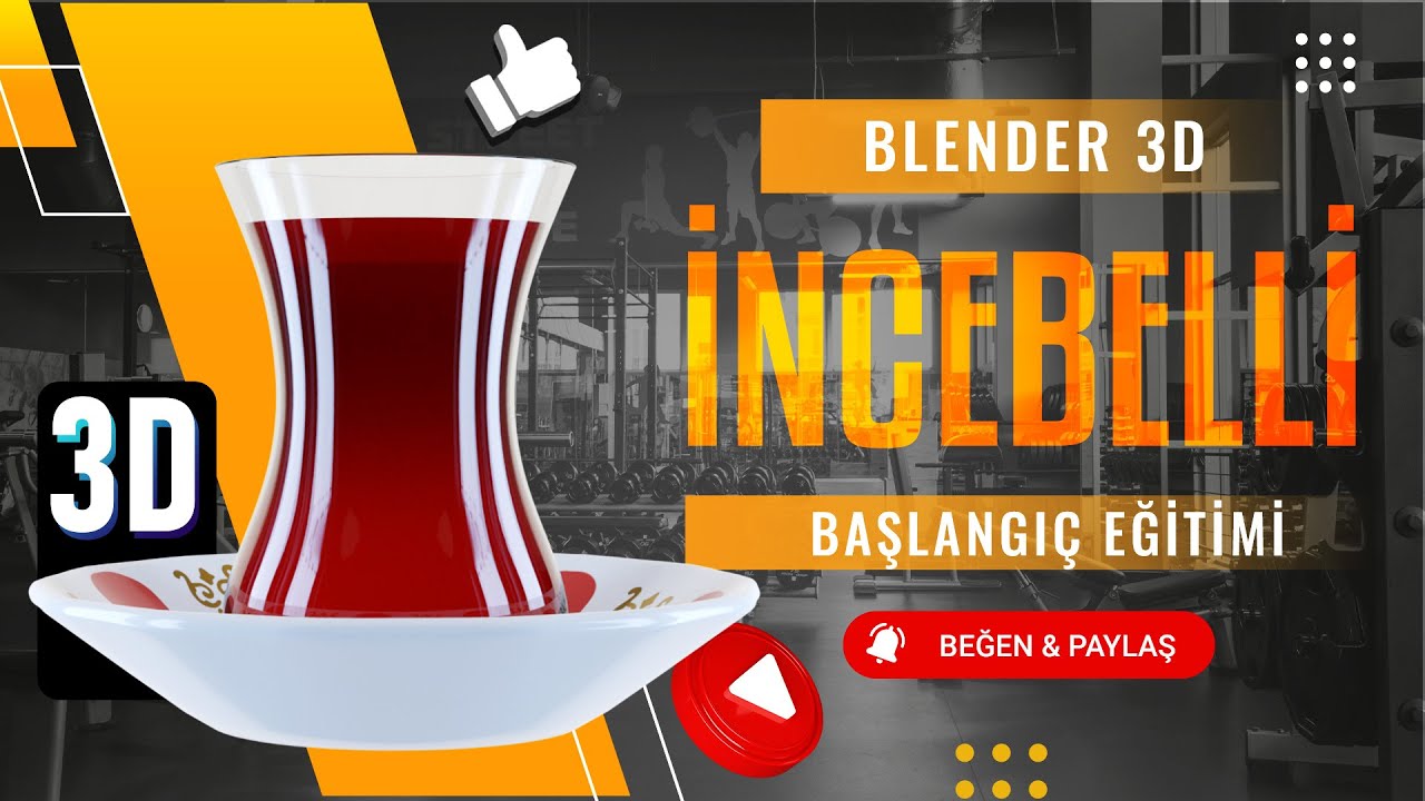 Blender 3D Simit Çizim Dersleri 4 - İncebelli Çay Bardağı