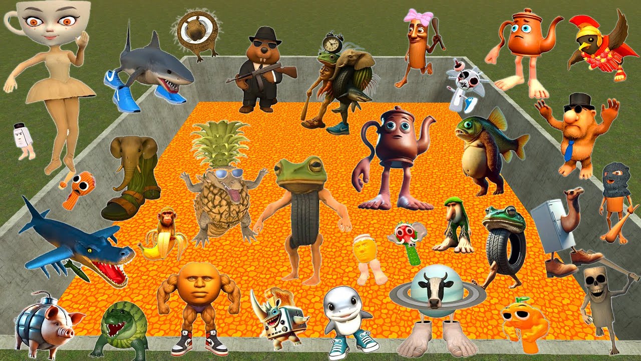 DESTROY ALL 3D ITALIAN BRAINROT MEMES FAMILY SPARTAN KICKING in BIG HOLE LAVA Garry's Mod