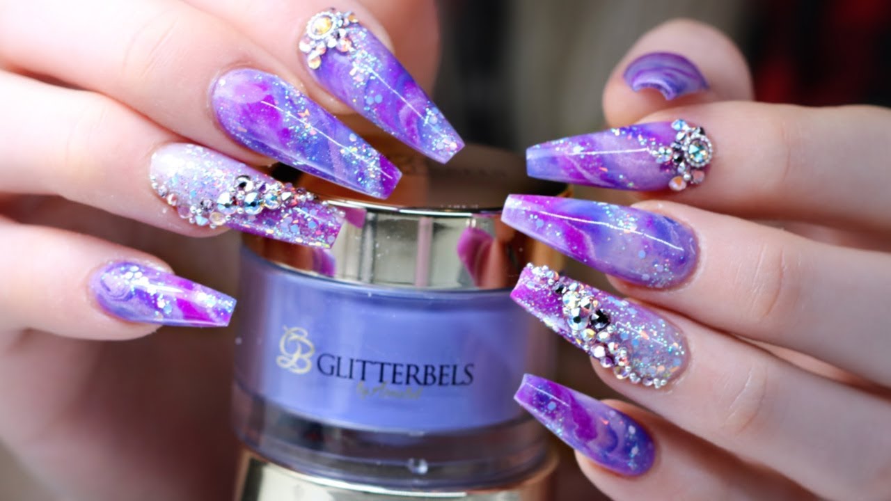 PURPLE MARBLE NAILS | ON MYSELF! GLITTERBELS