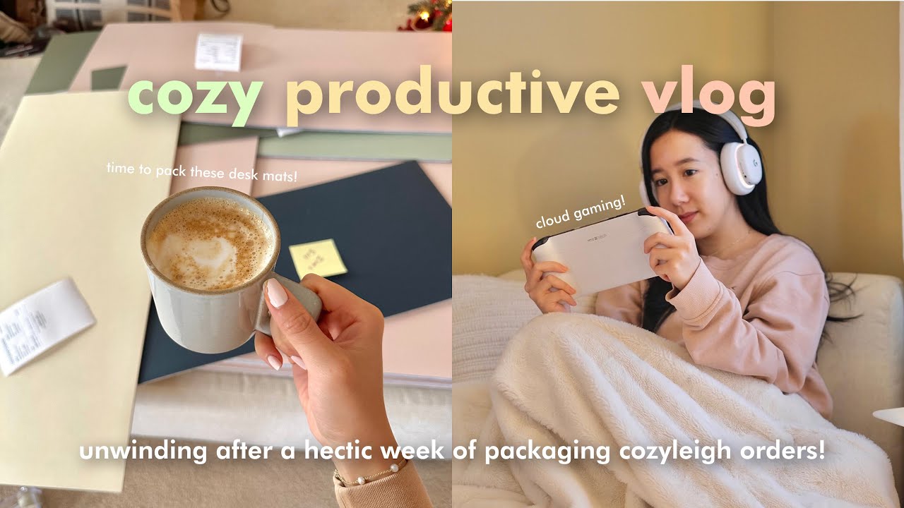 Cozy Productive Vlog | Our first ever studio launch ft. our handmade desk mats!