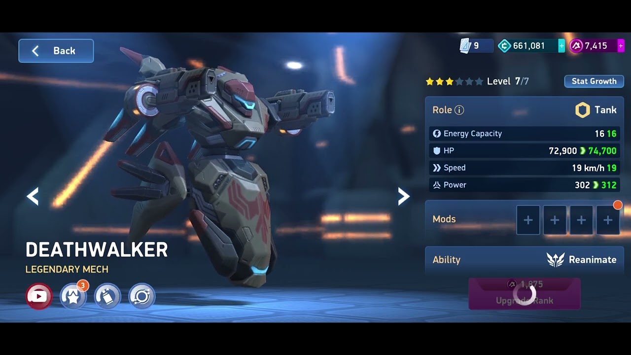 Deathwalker Rank up to 5 star 🌟 | Mech Arena