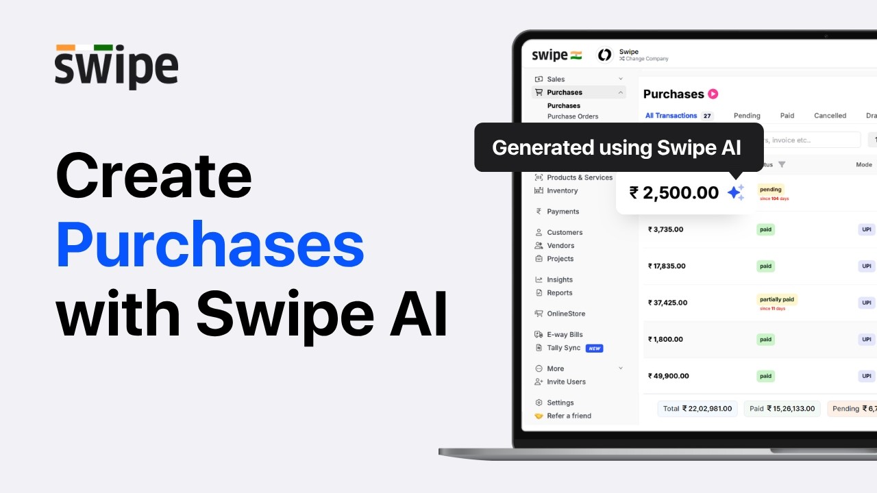 How to create purchases with Swipe AI