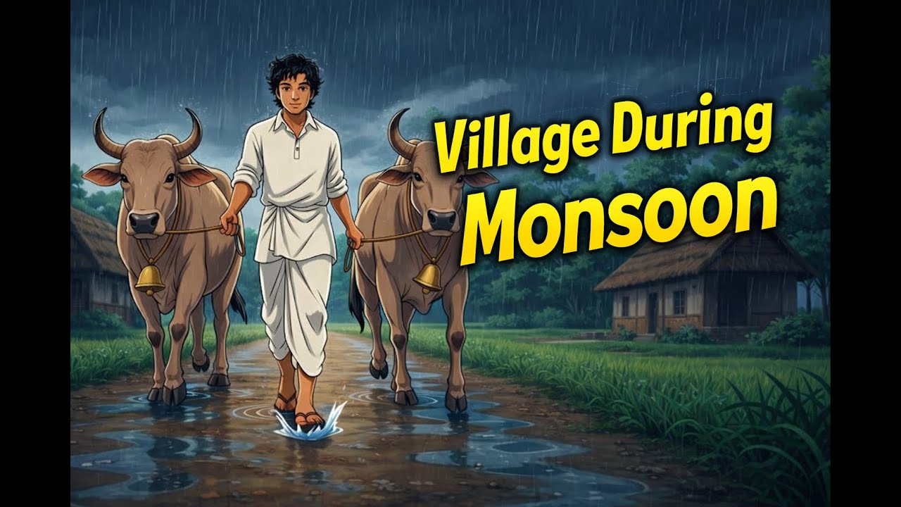 A Village, A Storm, and A Perfect Evening | Studio Ghibli Inspired,Monsoon ASMR: Family's Cozy Night