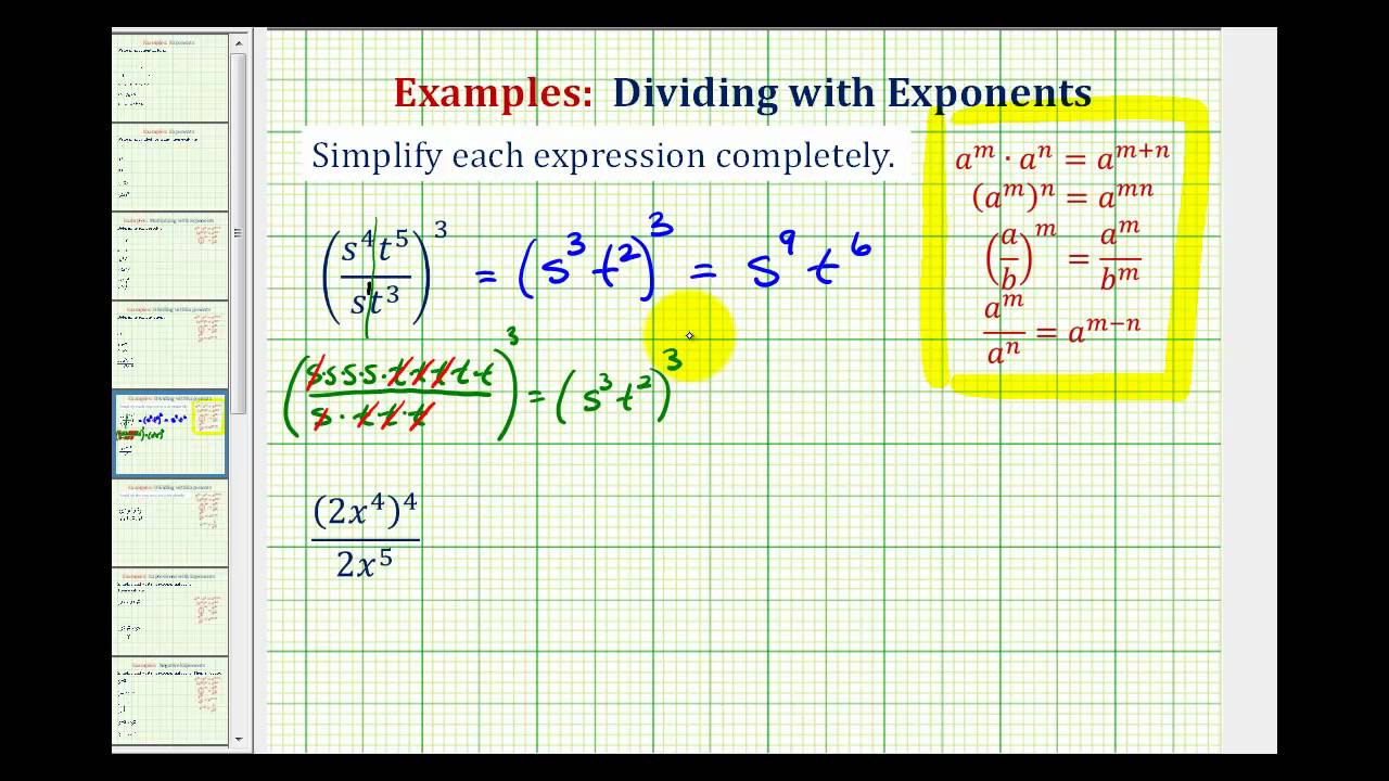 Ex 2:  Simplify Exponential Expressions - Positive Exponents Only
