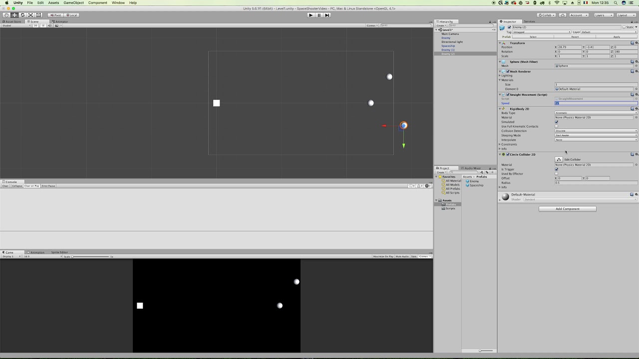 SpaceShooter 2-1 prefabs et instanciation