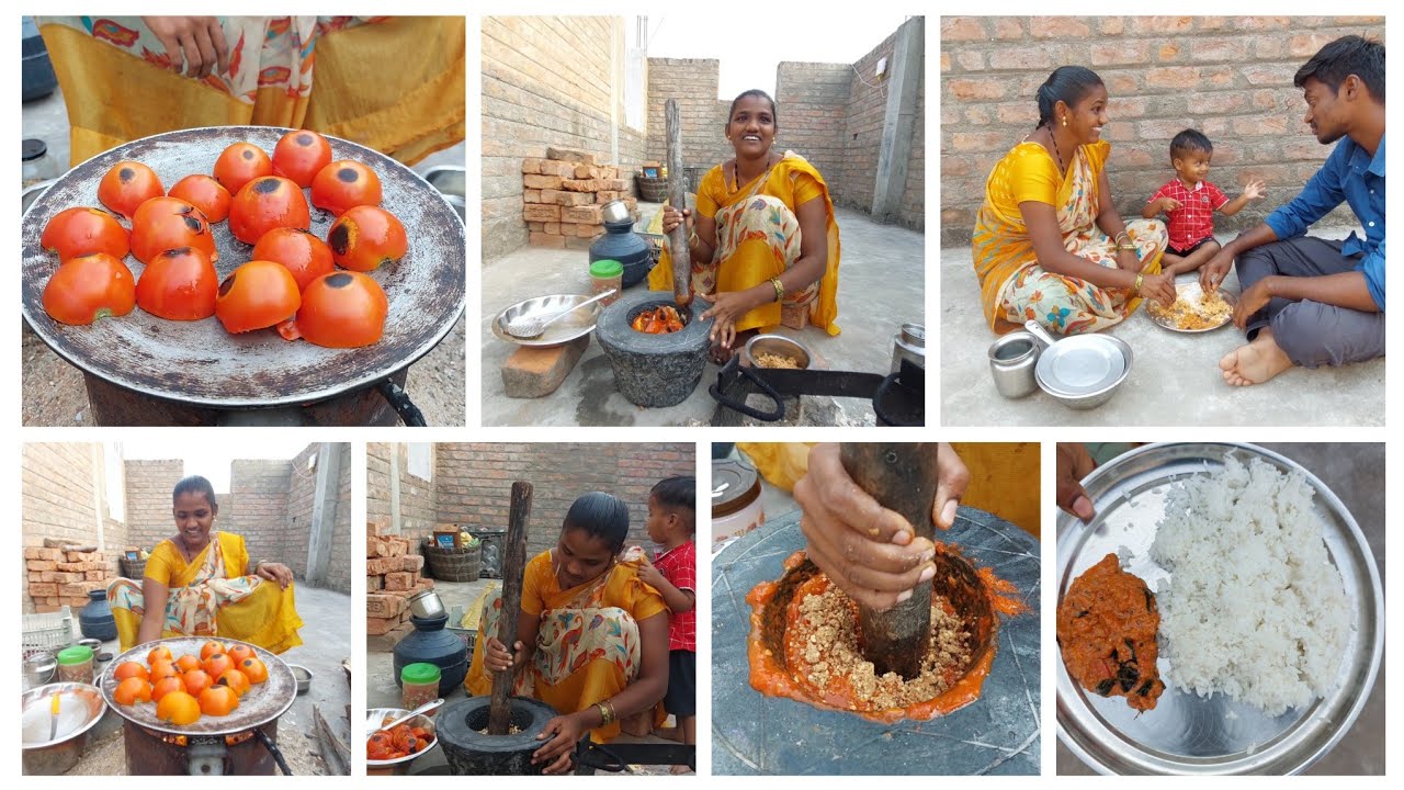 Village style టమాటా చట్నీ రోటిలో దంచిన టమాటా చట్నీ recipes 😋