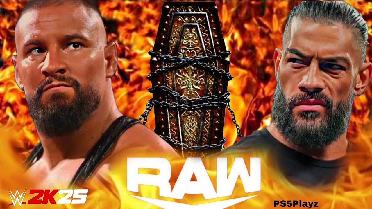 Roman Reigns vs Bron Breakker Wwe Raw 14 Feb 2026 Casket WWE2k25 - PS5 4K Game Play