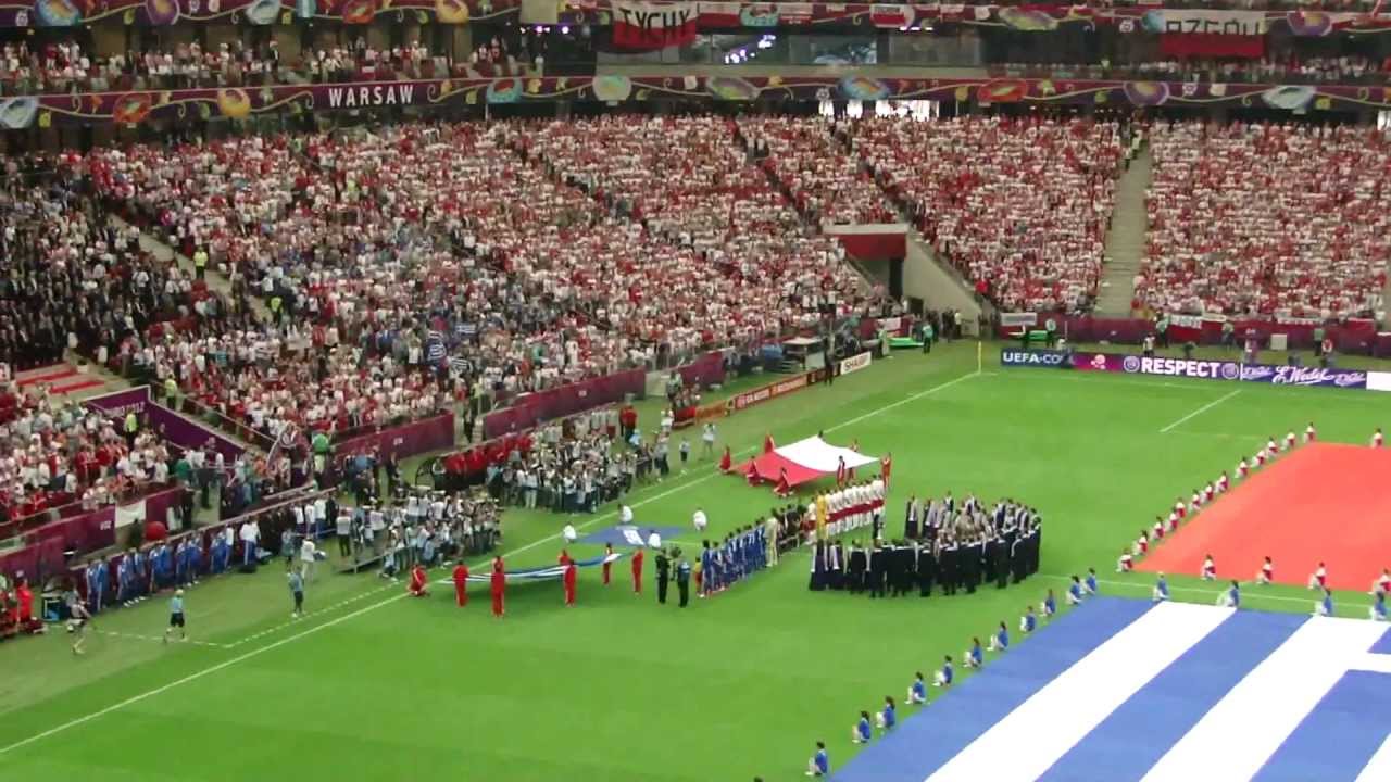 EURO 2012: Polska - Grecja - Hymny i prezentacja Polaków / National Anthems of Poland and Greece