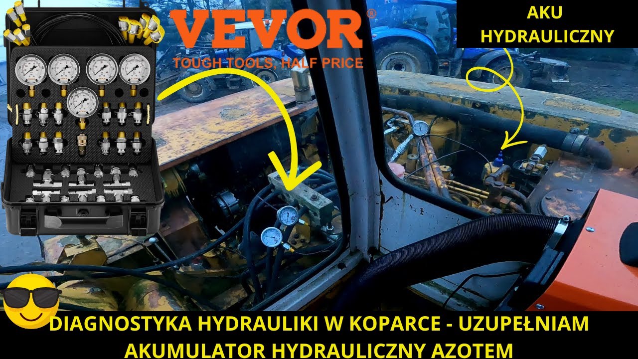 Zestaw do pomiaru hydrauliki Vevor. Naprawa Liebherr - akumulator hydrauliczny + hamulce