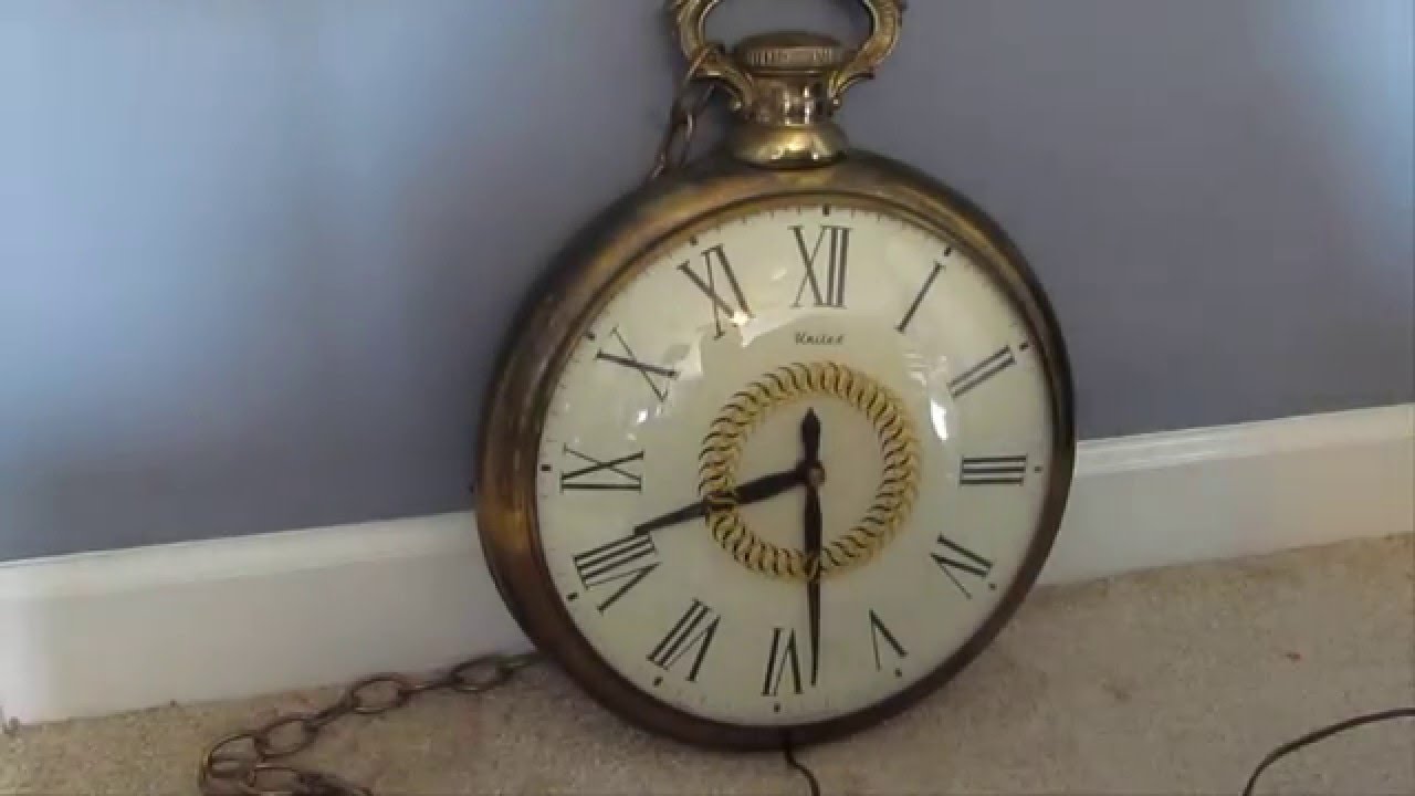 Vintage Brass 1960s Electric United Pocket Watch Wall Clock