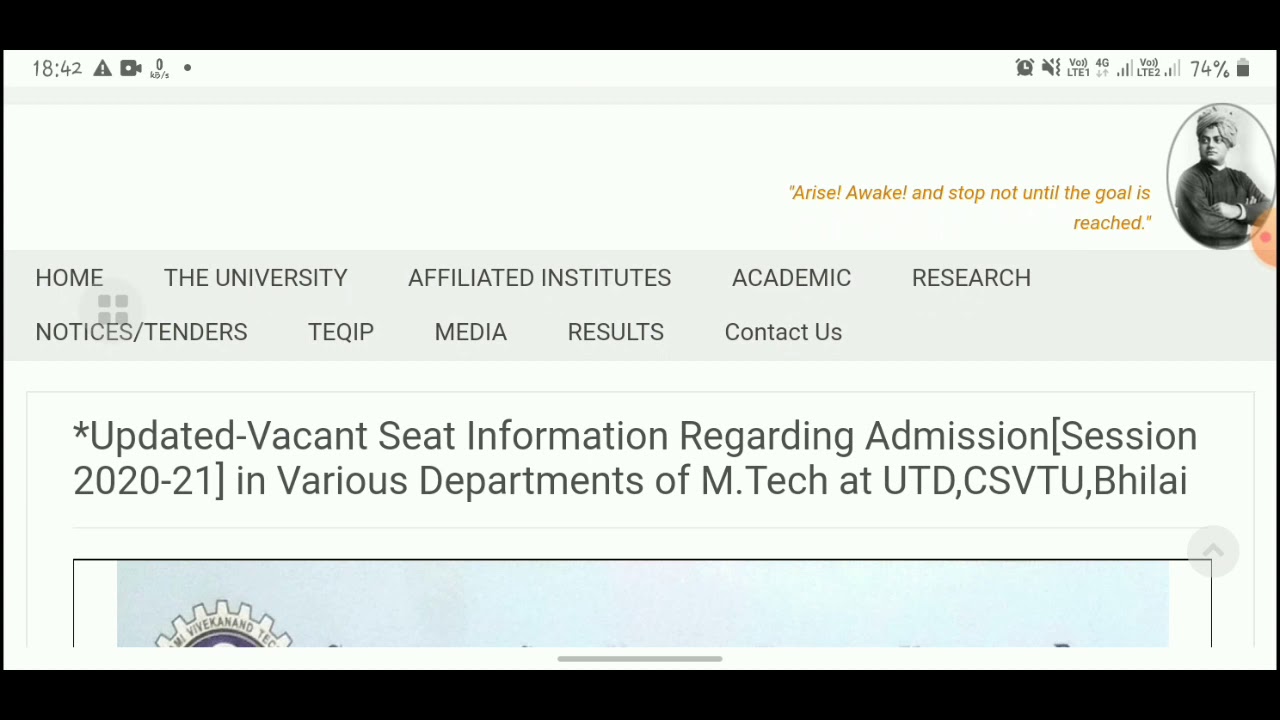 csvtu M.Tech admission  vacant seat notification #M.Tech #csvtubhilai