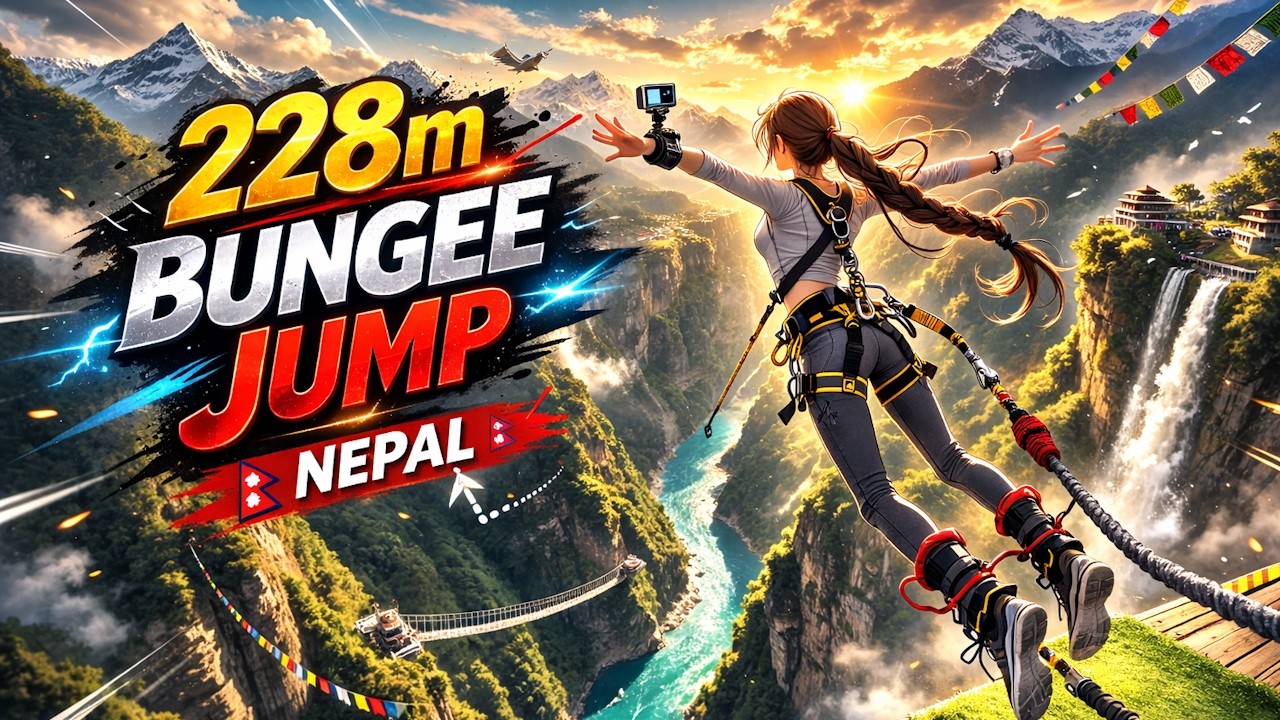 Antras pagal aukštį Bungee Jump pasaulyje 228m ir Mega Troll. Kushma, The Cliff