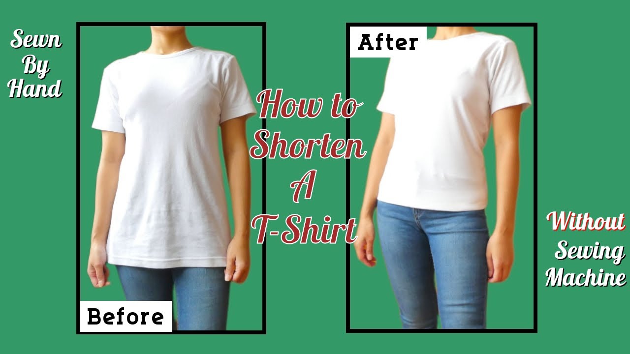 DIY Quick Way to shorten a T-Shirt without a Sewing Machine || How to Hand Sew Easy Tutorial