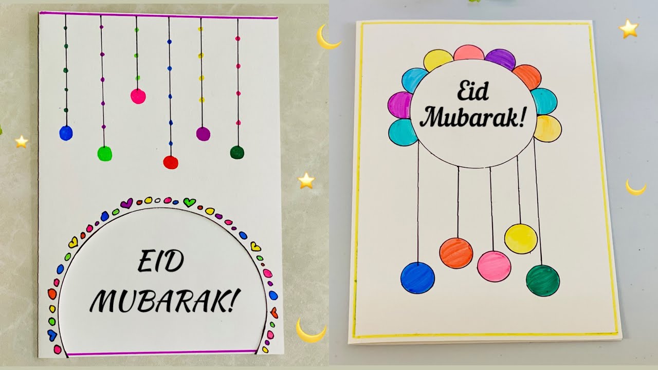 2 White paper Eid Mubarak Cards🌙/Beautiful Eid cards without glue and tape😍|Eid card & decoration