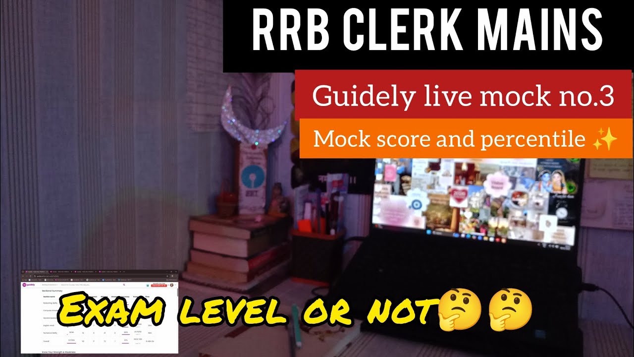 Rrb clerk mains live mock no.3 (Guidely)✨I score and percentile🤧😮‍💨| share your score too🤞✨#bankexam