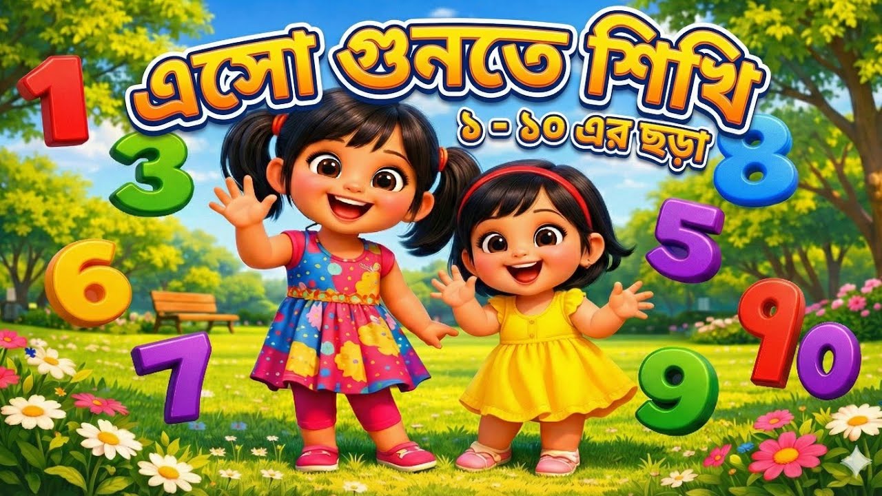 এসো গুনতে শিখি (১-১০) | মিষ্টি রিনি ও মিনির বাংলা ছড়া | Bangla Number Song 1-10 । #BanglaRhymes