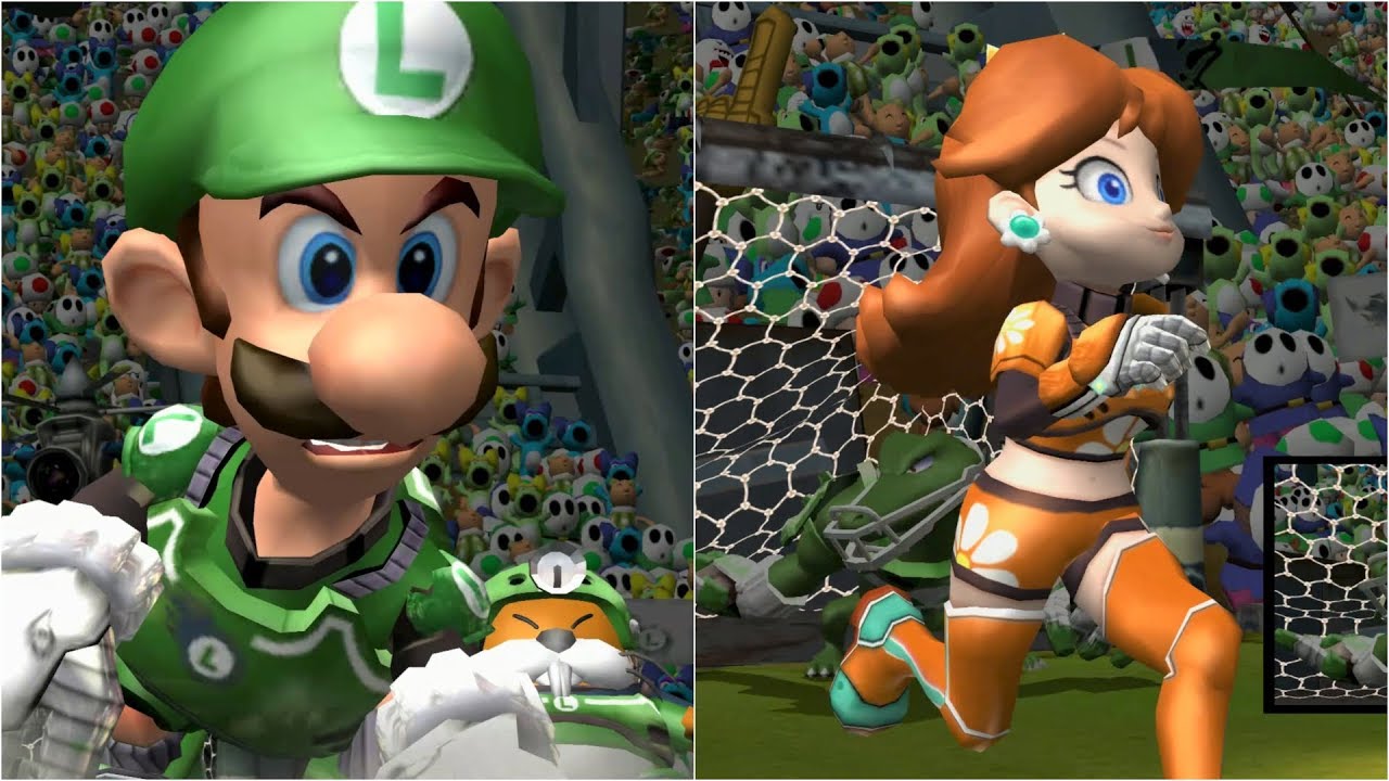 Mario Strikers Charged - Luigi vs Daisy - Wii Gameplay (4K60fps)