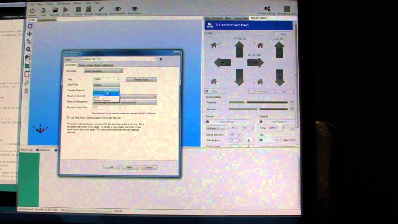 Repetier Host Setup and very basic operation for Cerberus Pup 170