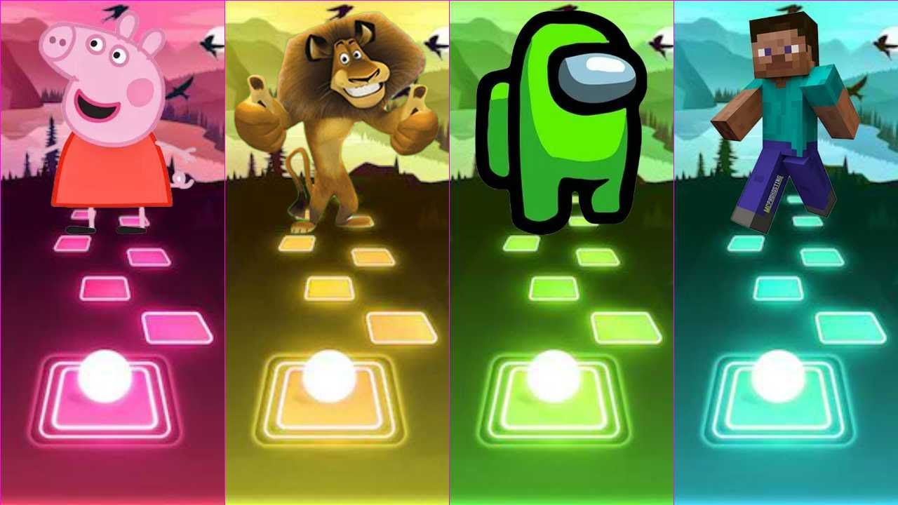 Peppa Pig VS I Like To Move It VS Among Us VS Minecraft — Tiles Hop EDM Rush