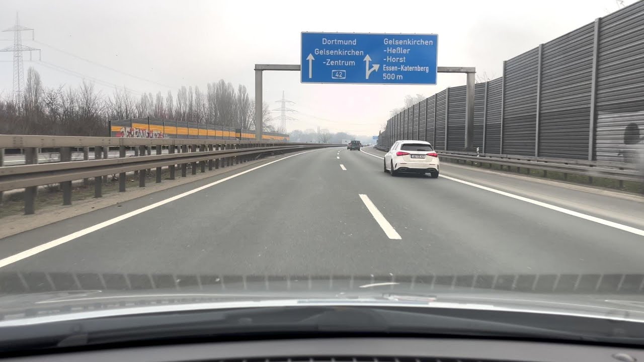 4K Relaxed Driving on the Autobahn A42 in Germany through Foggy Highways