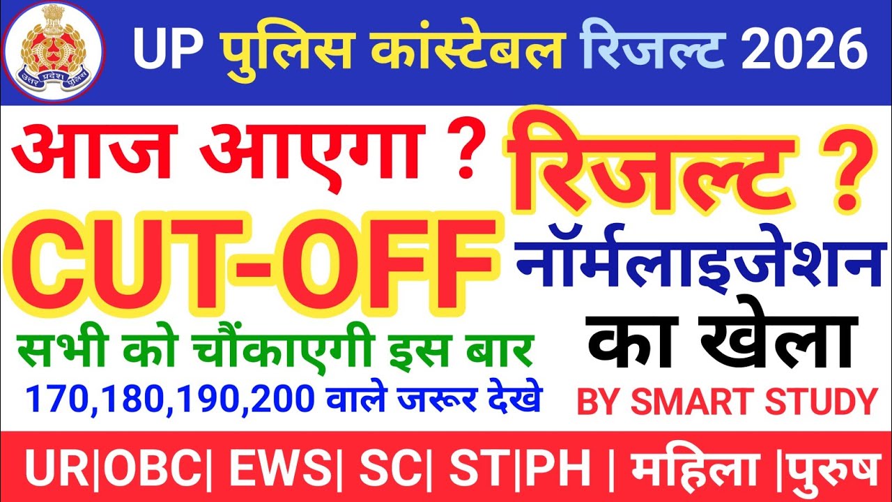 UP Police Result 2026 Live Update | Male/Female Cut Off | Normalization Full Details