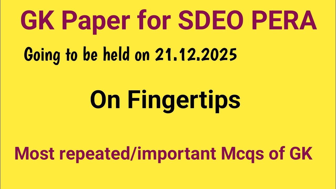 Gk paper for SDEO PERA || On Fingertips 