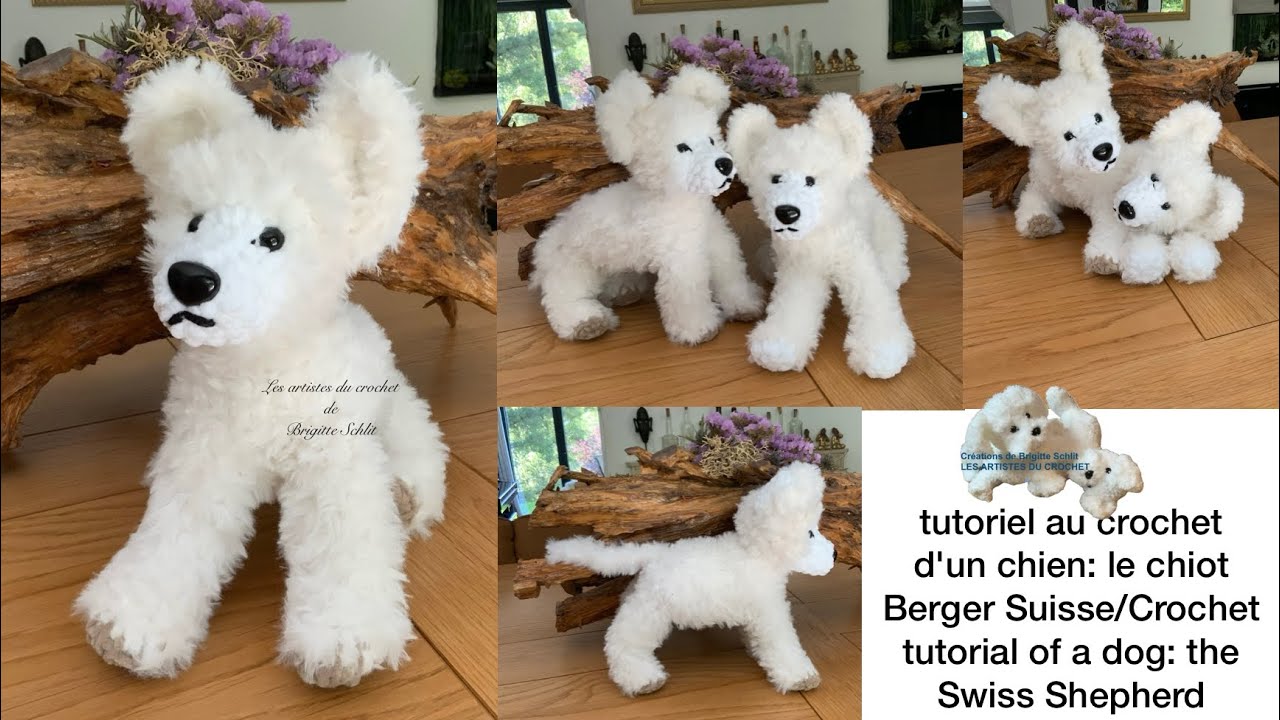 tutoriel au crochet d’un chien: le chiot Berger Suisse/Crochet tutorial of a dog: the Swiss Shepherd