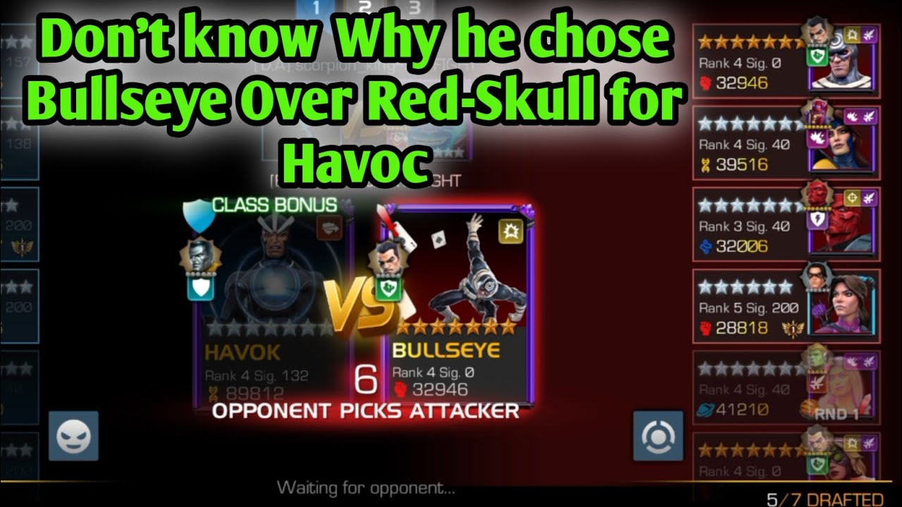 Don't know why he chose Bullseye over Red-Skull for Havoc? | Battle Grounds Invade meta MCOC