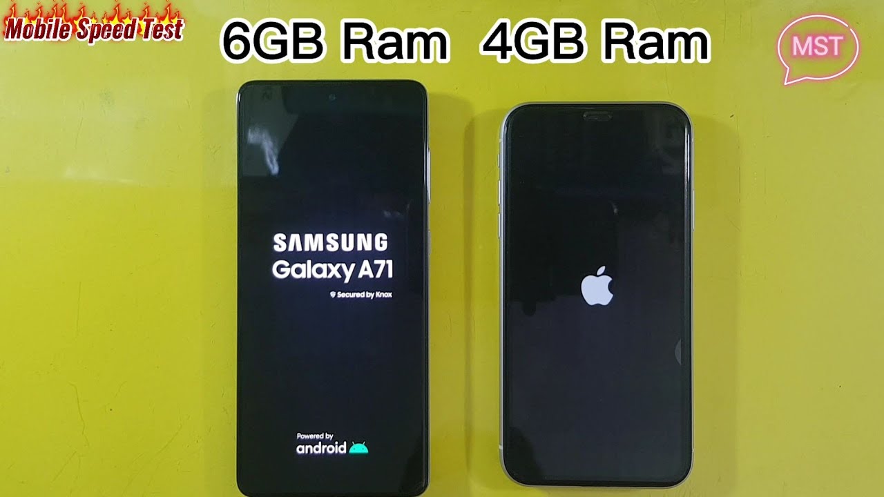 iPhone 11 vs Samsung Galaxy A71 Speed Test Comparison 4GB Ram vs 6GB Ram test MST official