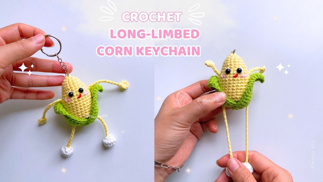 🌽 Брелок в виде длинной кукурузной початки, связанный крючком 🌽 Милый и простой | Подходит для на...