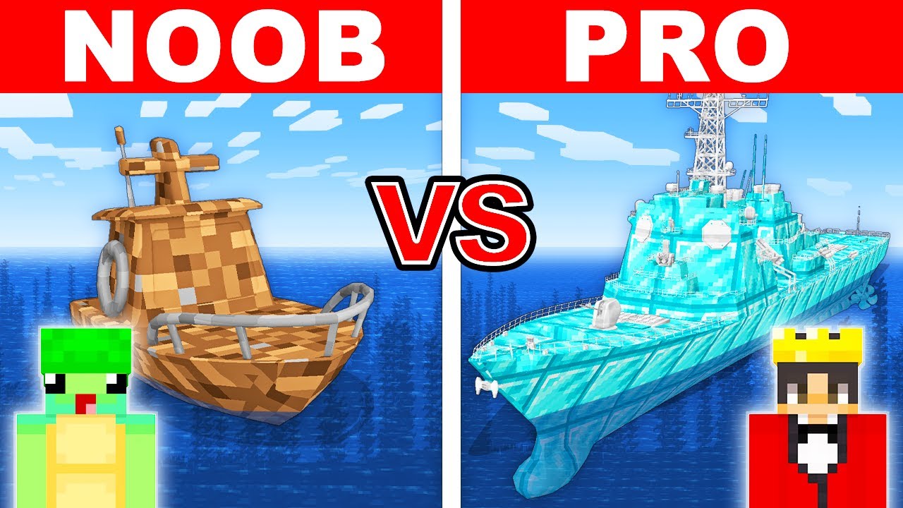 NOOB vs PRO: MODERN WARSHIP Build Challenge in Minecraft