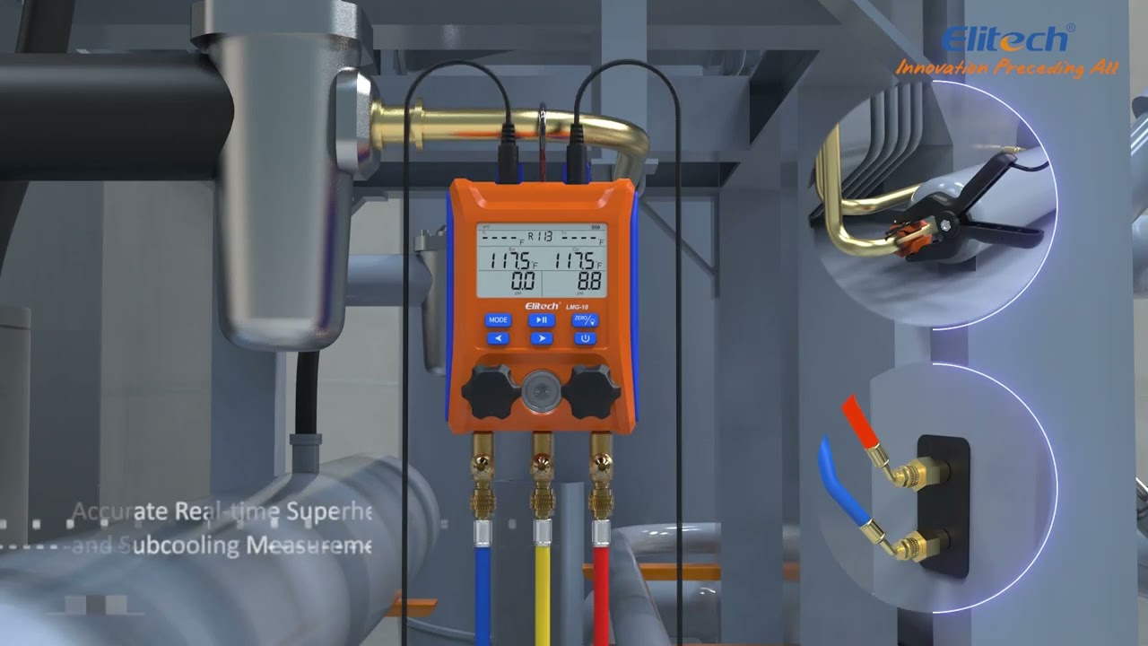 Elitech LMG-10 Refrigeration Digital Manifold Gauge Set | High-Precision HVAC TOOLS