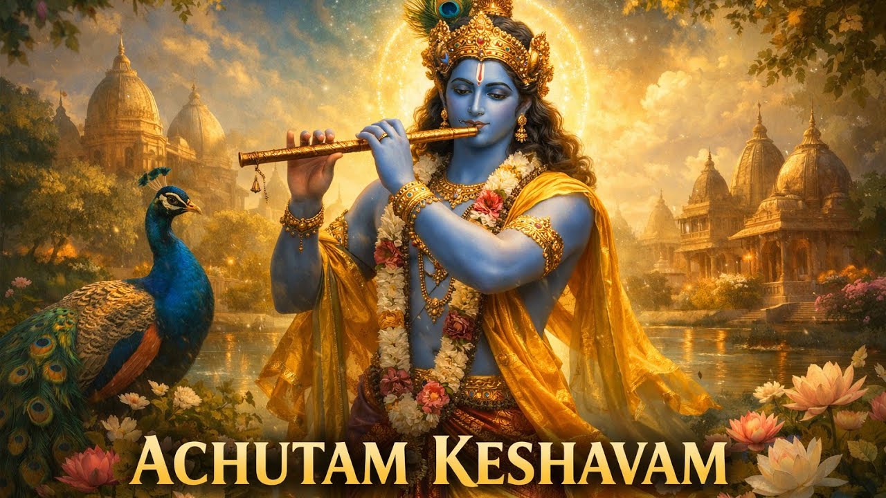 Achutam Keshavam अच्युतम केशवम कृष्ण दामोदरम Krishna Bhajan | Peaceful Morning Bhajan | Bhajan 