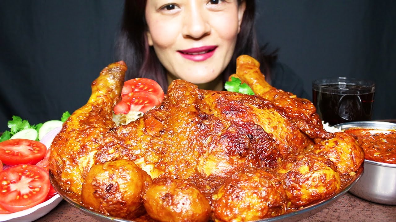 SPICY CHICKEN MASALA CURRY, SPICY EGG CURRY & BASMATI RICE #ASMR/EATING SHOW MUKBANG *BIG BITES*