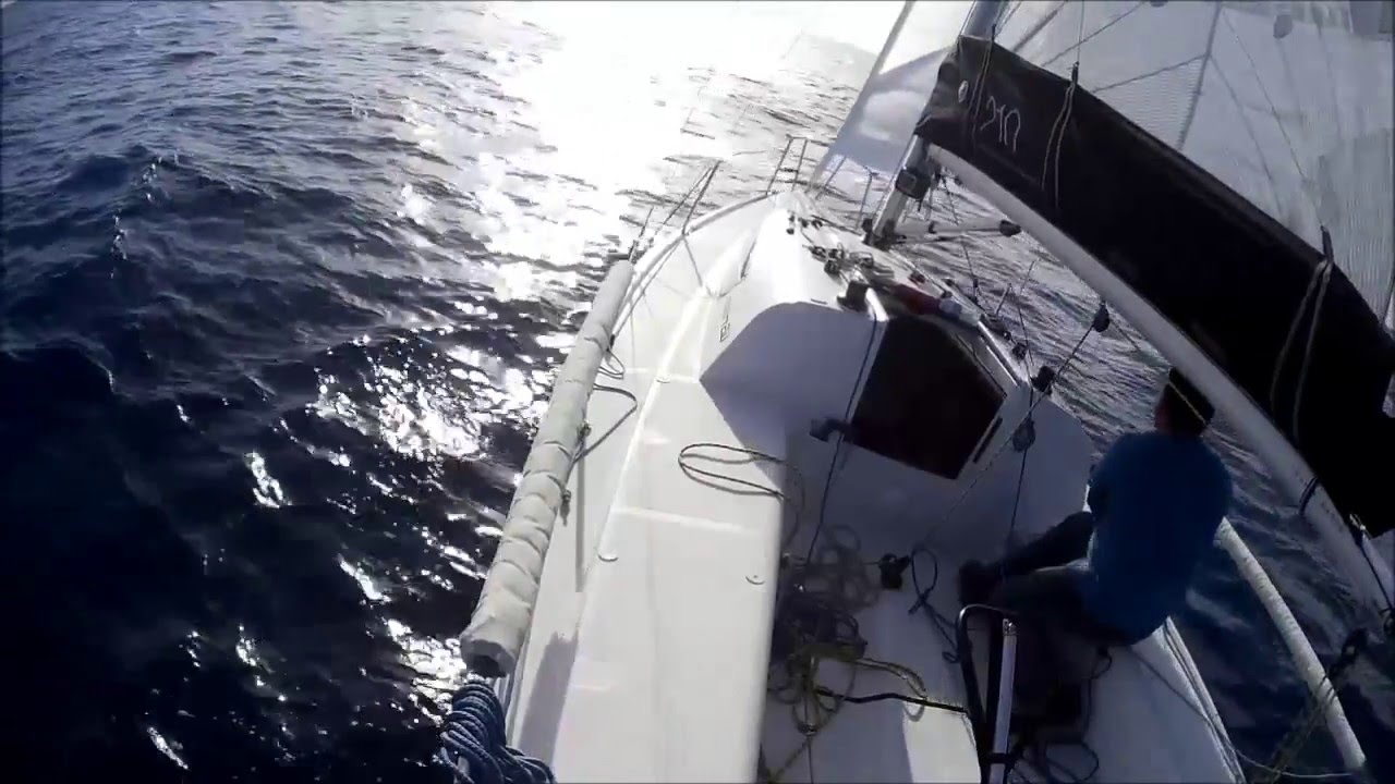 Solo sail with spinnaker. Elan 210
