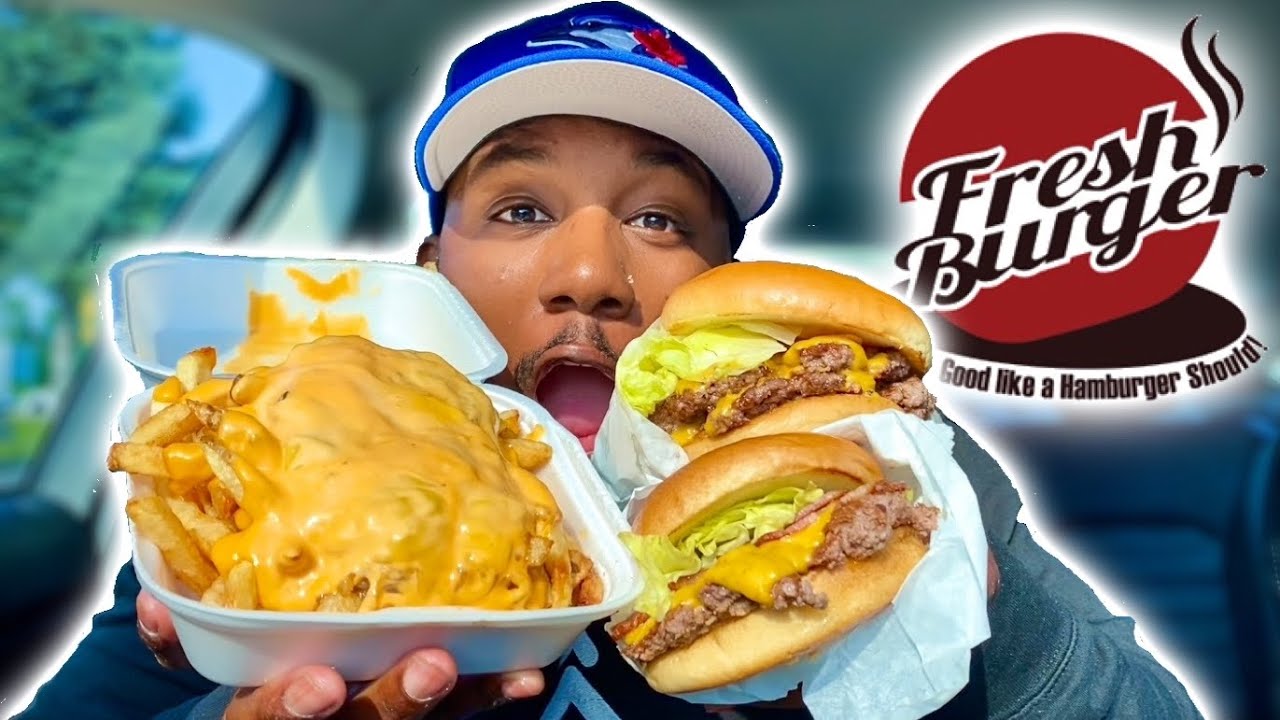 FIRST TIME TRYING FRESH BURGER| FRESH BURGER + DOUBLE BURGER MUKBANG