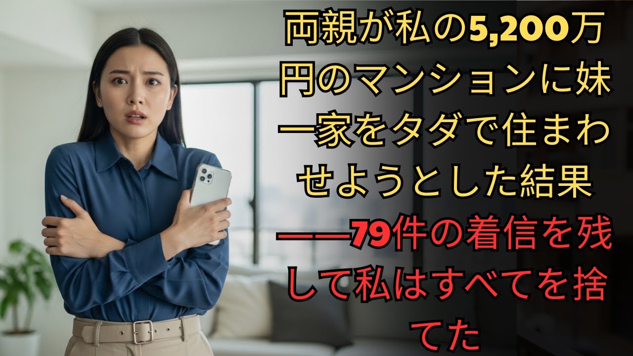 両親が私の5,200万円のマンションに妹一家をタダで住まわせようとした結果――79件の着信を残して私はすべてを捨てた